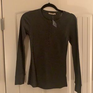 Grey Waffle Knit Henley longsleeve